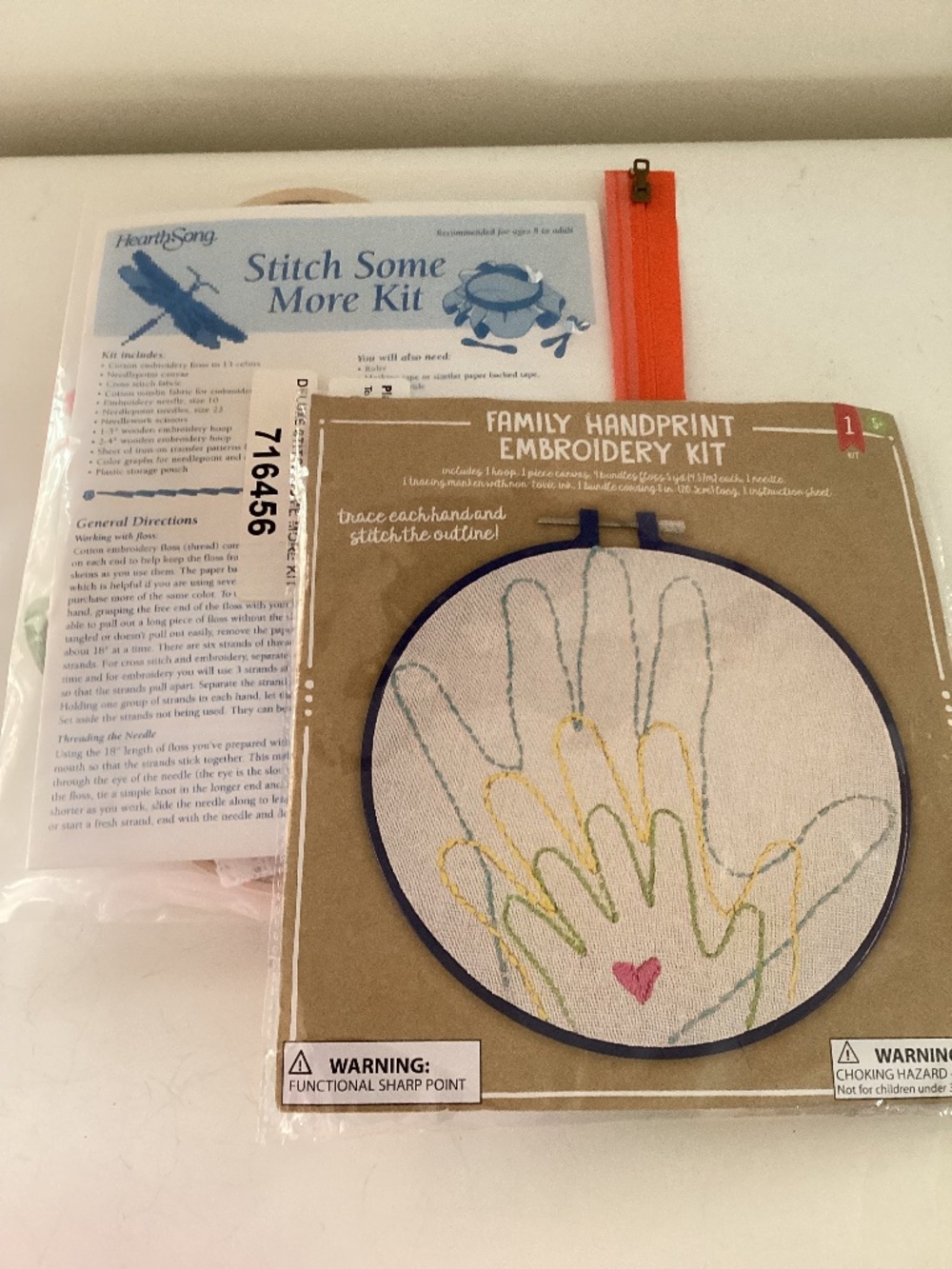 Special assorted supplies for embroidery artists: Hand Print kit plus misc kit